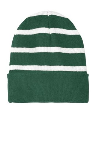 Sport-Tek Striped Beanie with Solid Band