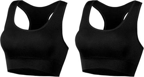 AMRIY Racerback Sports Bras for Women Medium Support Padded Bra Seamless Women’s Sports Wireless Bra