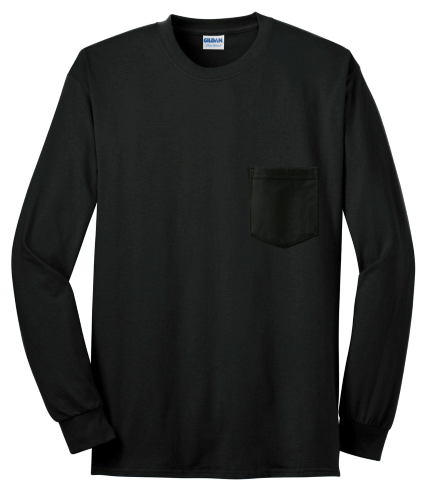 Gildan Ultra Cotton 100% Cotton Long Sleeve T-Shirt with Pocket