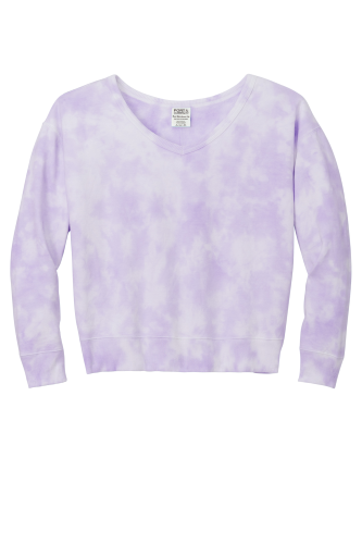 Port & Company Ladies Beach Wash Cloud Tie-Dye V-Neck Sweatshirt LPC140V